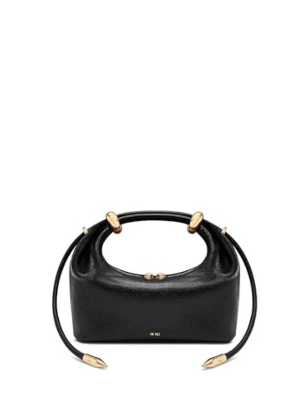 Vegan Leather Top Handle Bag Metal Ring Embellished Crossbody Clutch
